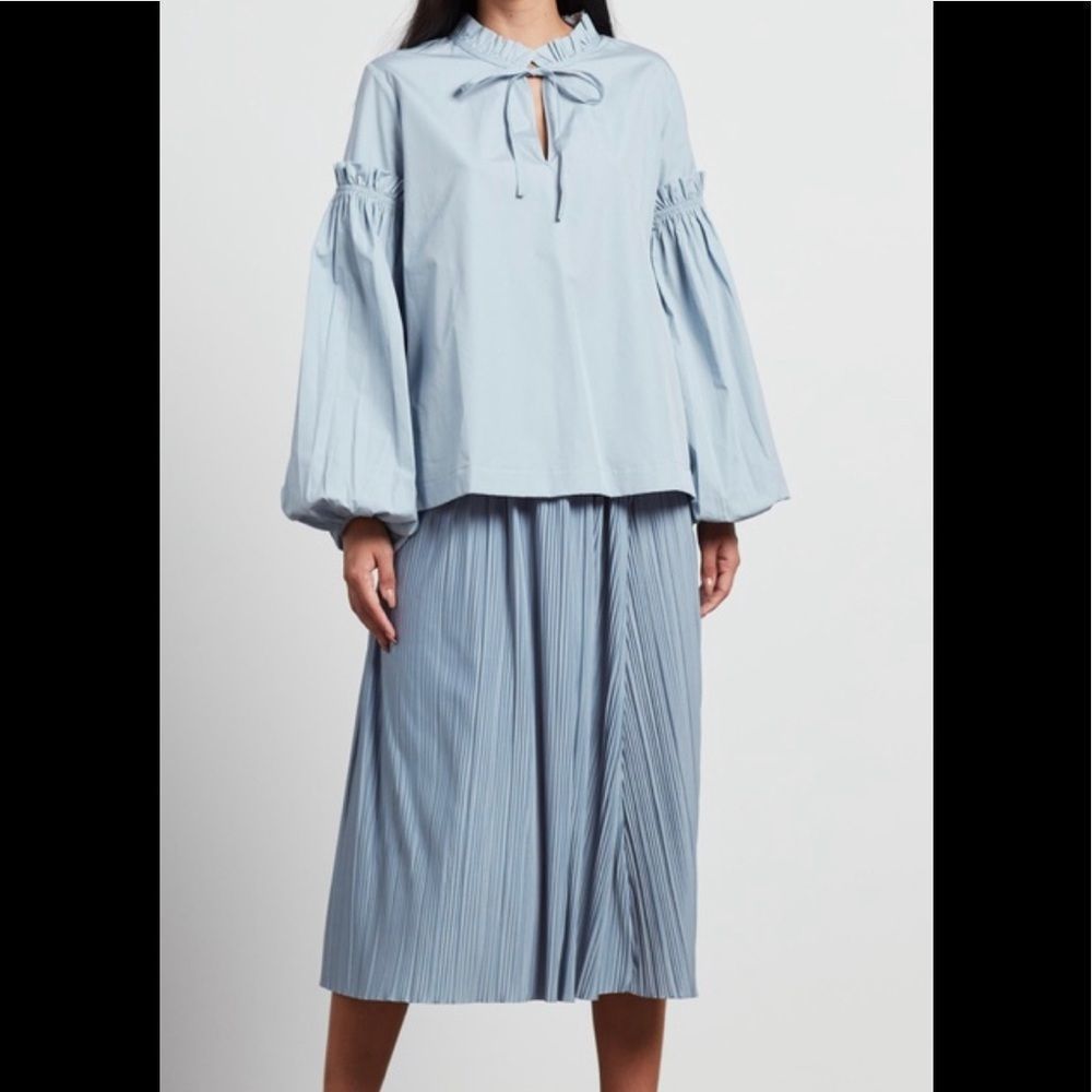 Samsoe Boho Peasant Samsoe HTF Maia Shirt In Dusty Blue Chambray Cute Sz L